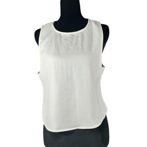 Silence + Noise Textured White Sleeveless Top Size M Seersucker Side Slit Blouse